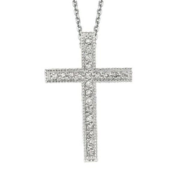 0.35 Carat Natural Diamond Cross Pendant Necklace
